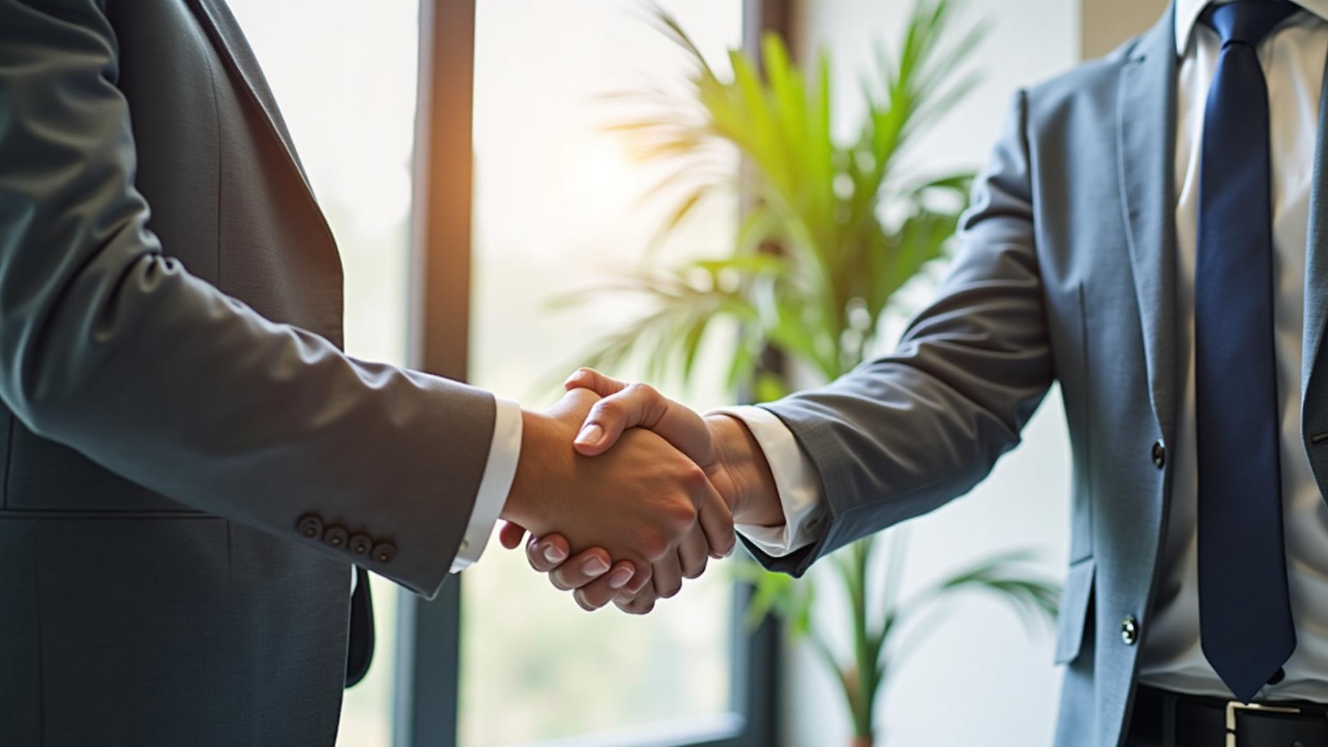 Professional handshake representing client partnership and trust