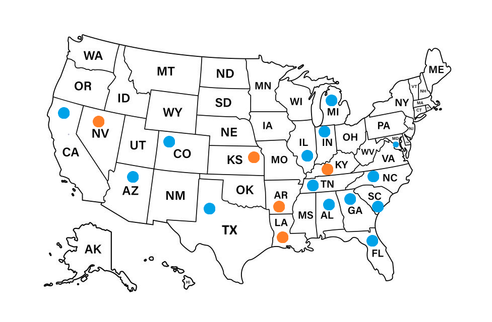 US States Coverage Map